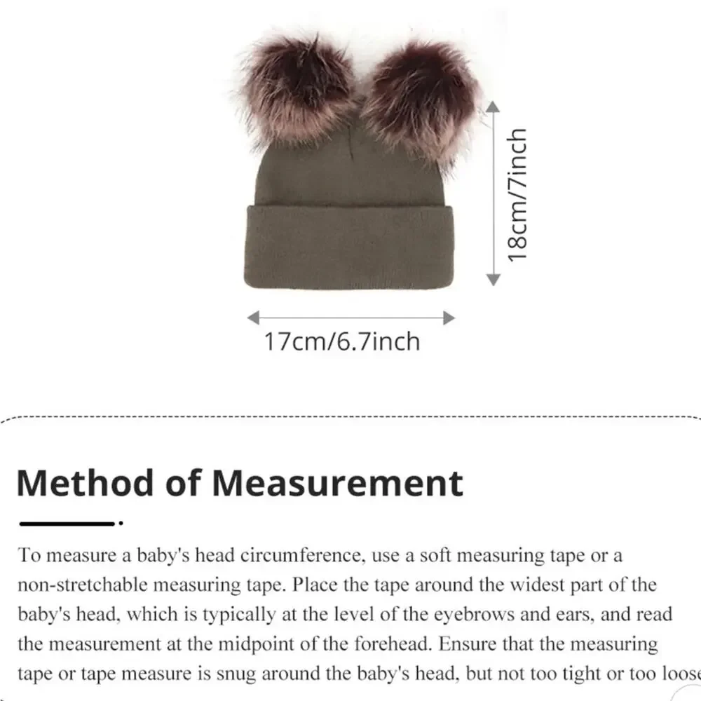 New baby double pom pom knit hat 1-3 years